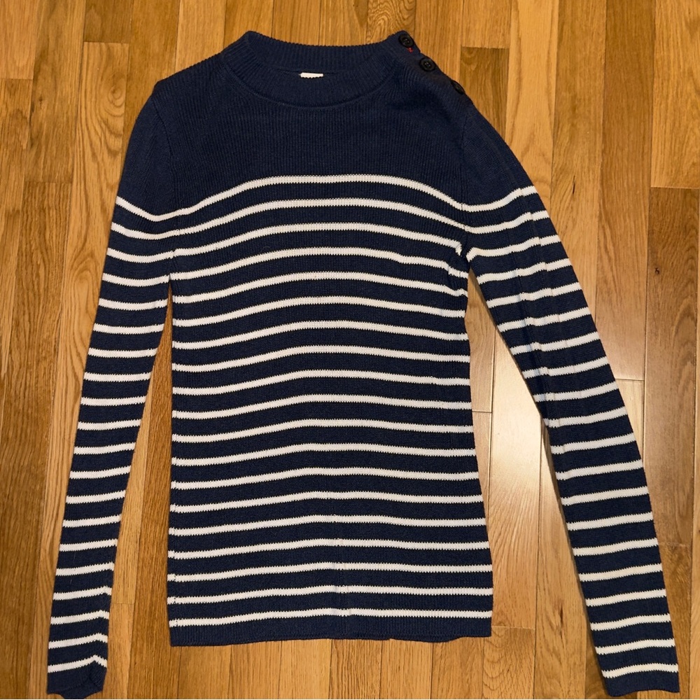Banana Republic Navy & White Striped Sweater – Small Tall – Excellent